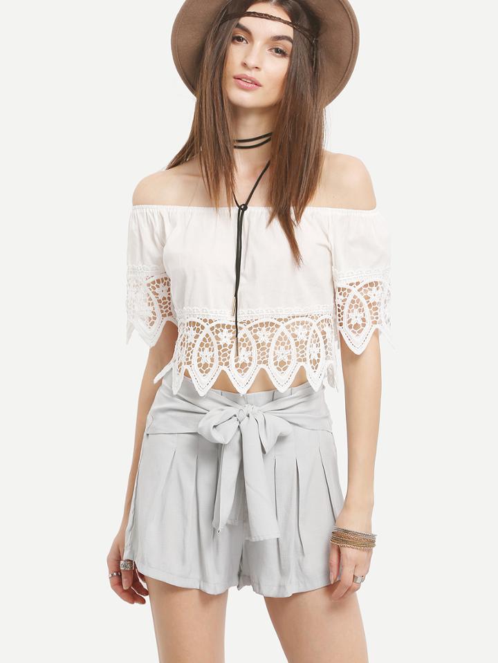 Romwe Self-tie Waist Box Pleated Shorts