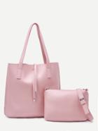 Romwe Pink Tote Bag With Crossbody Bag