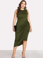 Romwe Asymmetrical Hem Twist Side Dress