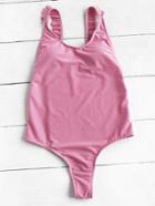 Romwe Frill Strap Open Back Swimsuit