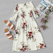 Romwe Ditsy Print Pleated Frill Trim Dress