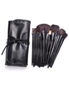 Romwe Black Professional 24pcs Makeup Brush Set With Bag