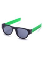 Romwe Black Frame Green Flexible Arm Sunglasses