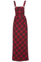 Romwe Plaid World In Suspender Dress