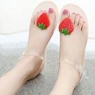 Romwe Strawberry Detail Flat Sandals