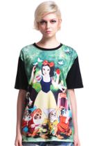 Romwe Snow White Color Block T-shirt