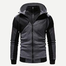 Romwe Men Zipper Fly 2 In 1 Hooded Sweatshirt