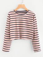Romwe Cropped Stripe T-shirt