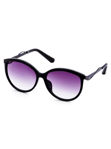 Romwe Black Frame Purple Lenses Sunglasses