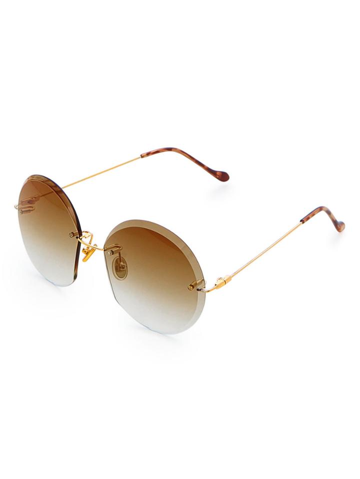 Romwe Metal Frame Rimless Sunglasses