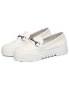 Romwe Metal Accent White Platform Loafers