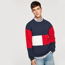 Romwe Men Color Block Elastic Hem Sweatshirt