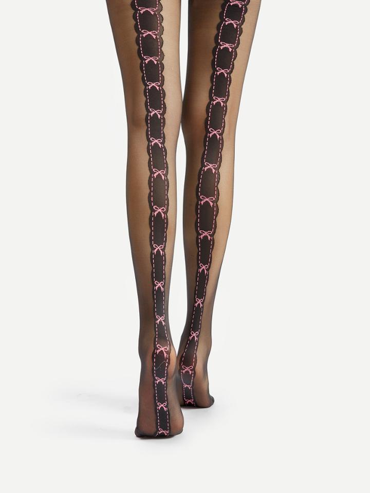Romwe Bow Detail Back Tights