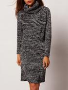 Romwe Turtleneck Long Sleeve Sweater Dress