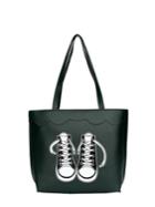 Romwe Shoes Print Scallop Detail Pu Tote Bag