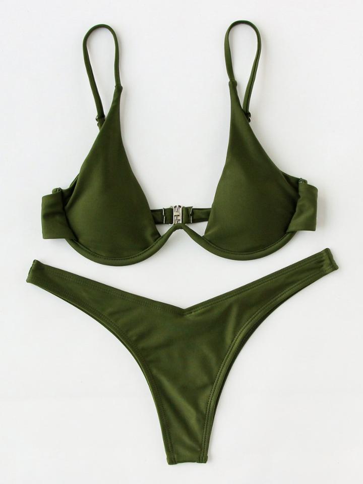 Romwe High Leg Underwire Bikini Set