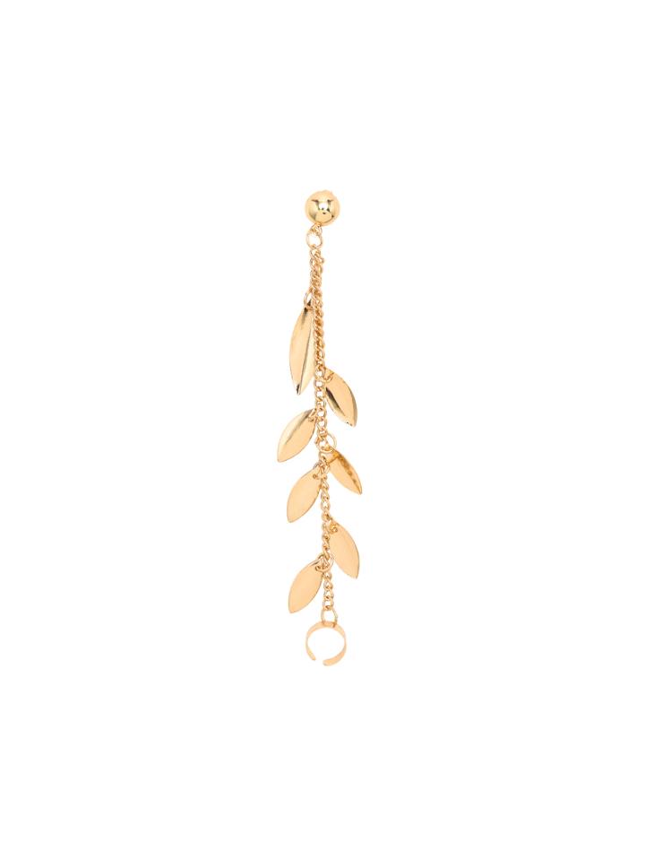 Romwe Golden Leaves-shaped Fringe Single Earring