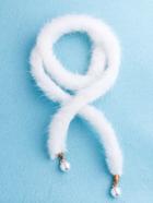 Romwe White Pearl Embellished Water Leopard Rope Scarf