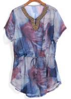 Romwe V Neck With Bead Florals Purple Dress