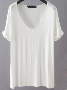 Romwe V Neckline Loose T-shirt