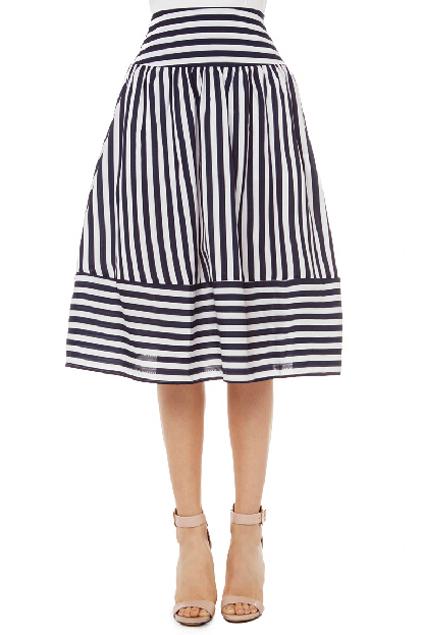 Romwe Romwe Striped A-line High-waisted Skirt
