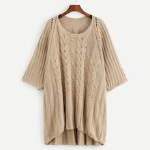 Romwe Cut Out Cable Knit Sweater
