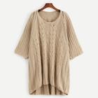 Romwe Cut Out Cable Knit Sweater