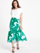 Romwe Palm Leaf Print Wrap Skirt