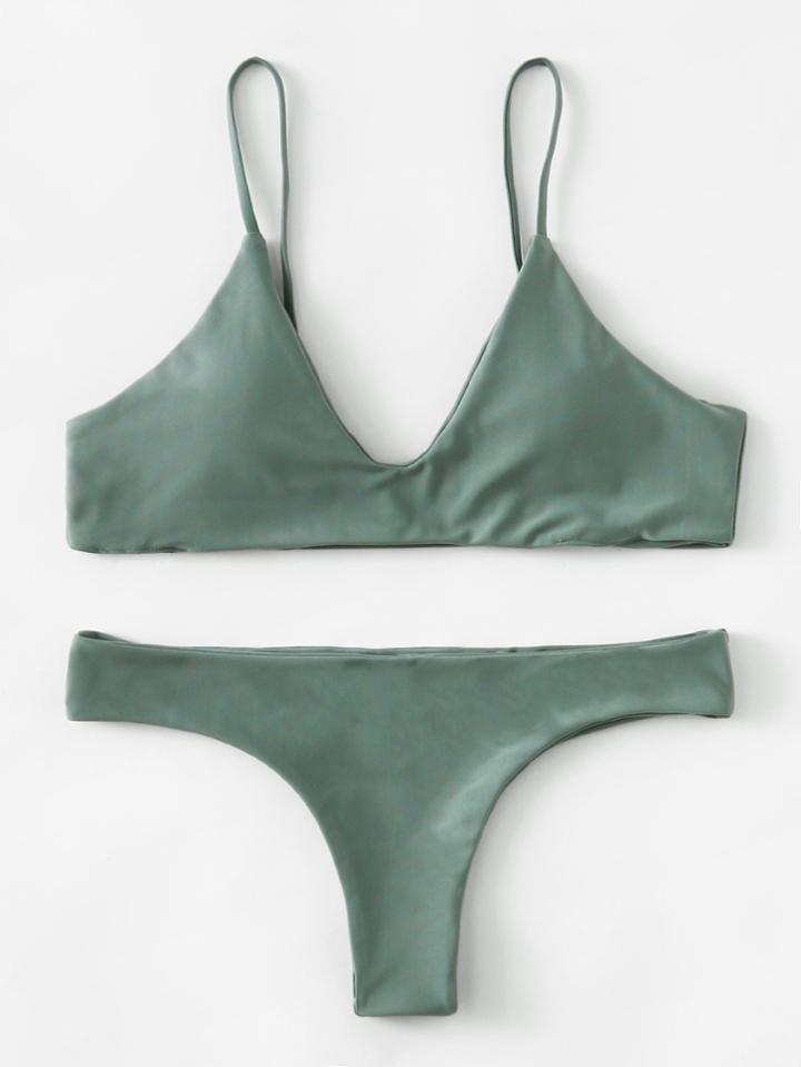 Romwe Adjustable Strap Bikini Set