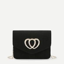 Romwe Metal Heart Decor Chain Crossbody Bag