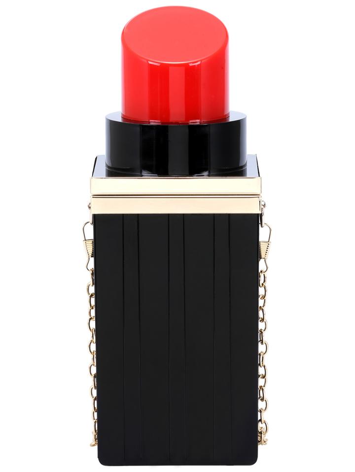 Romwe Black Lipstick Pattern Chain Bag