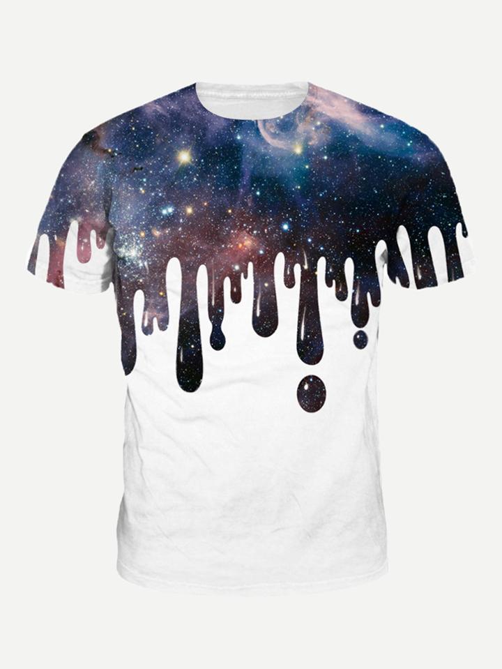 Romwe Men Galaxy Print Tee
