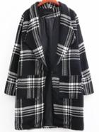 Romwe Black Plaid Shawl Collar Coat With Pocket