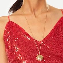 Romwe Flower Engraved Opened Pendant Necklace 1pc