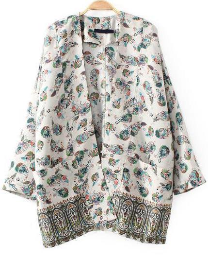 Romwe Tribal Print Vintage Loose Coat