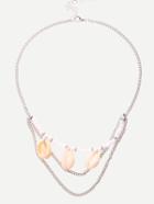 Romwe Silver Multilayer Shells And Beads Pendant Necklace