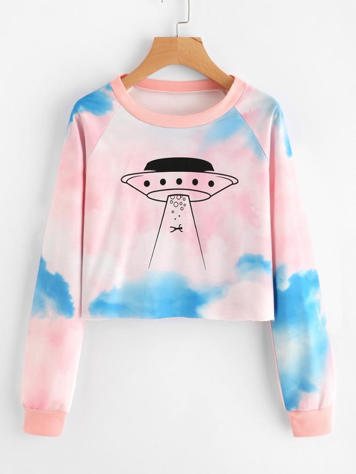 Romwe Graphic Print Water Color Sweatshirt