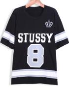 Romwe Stussy 8 Print Loose T-shirt