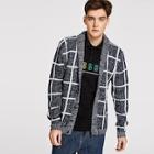 Romwe Men Plaid Sweater Coat