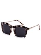 Romwe Black And White Open Frame Metal Arm Sunglasses