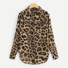 Romwe Leopard Dip Hem Blouse