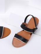 Romwe Black Strappy Beach Style Pu Sandals
