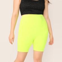 Romwe Plus Neon Lime Cycling Shorts