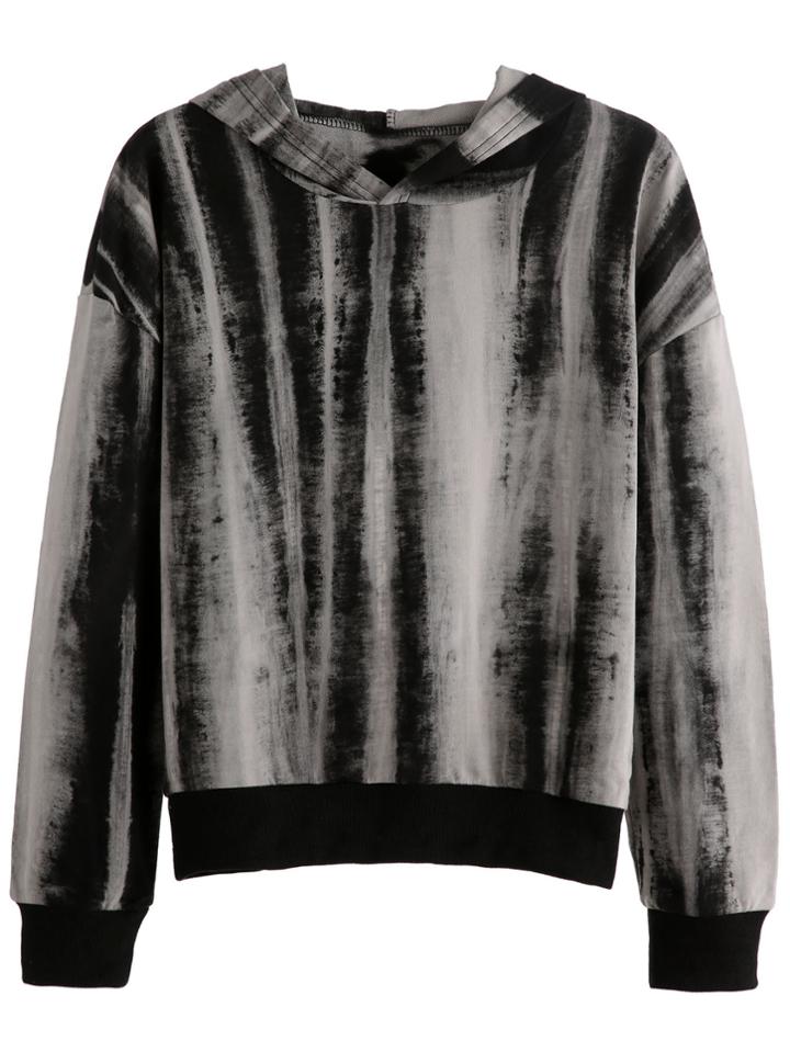 Romwe Tie Dye Dropped Shoulder Seam Hooded Sweatshirt