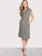 Romwe O-ring Belt Detail Cap Sleeve Wrap Coat