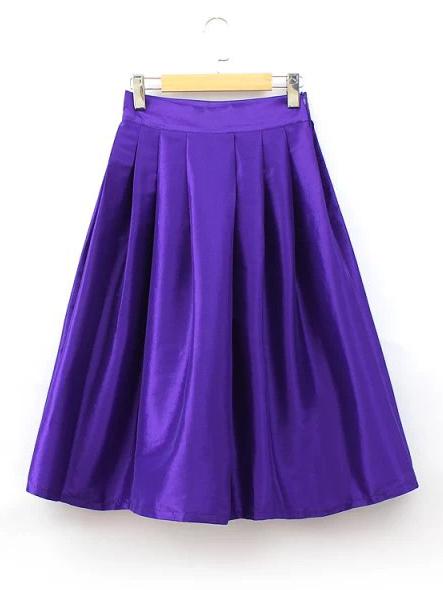Romwe Purple Zipper Side Umbrella Skirt
