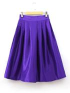 Romwe Purple Zipper Side Umbrella Skirt