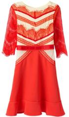 Romwe Lace Flouncing Orange Dress