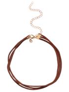 Romwe Brown Layered Faux Suede Choker