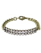 Romwe Silver Plated Rhinestone Chain Bracelet